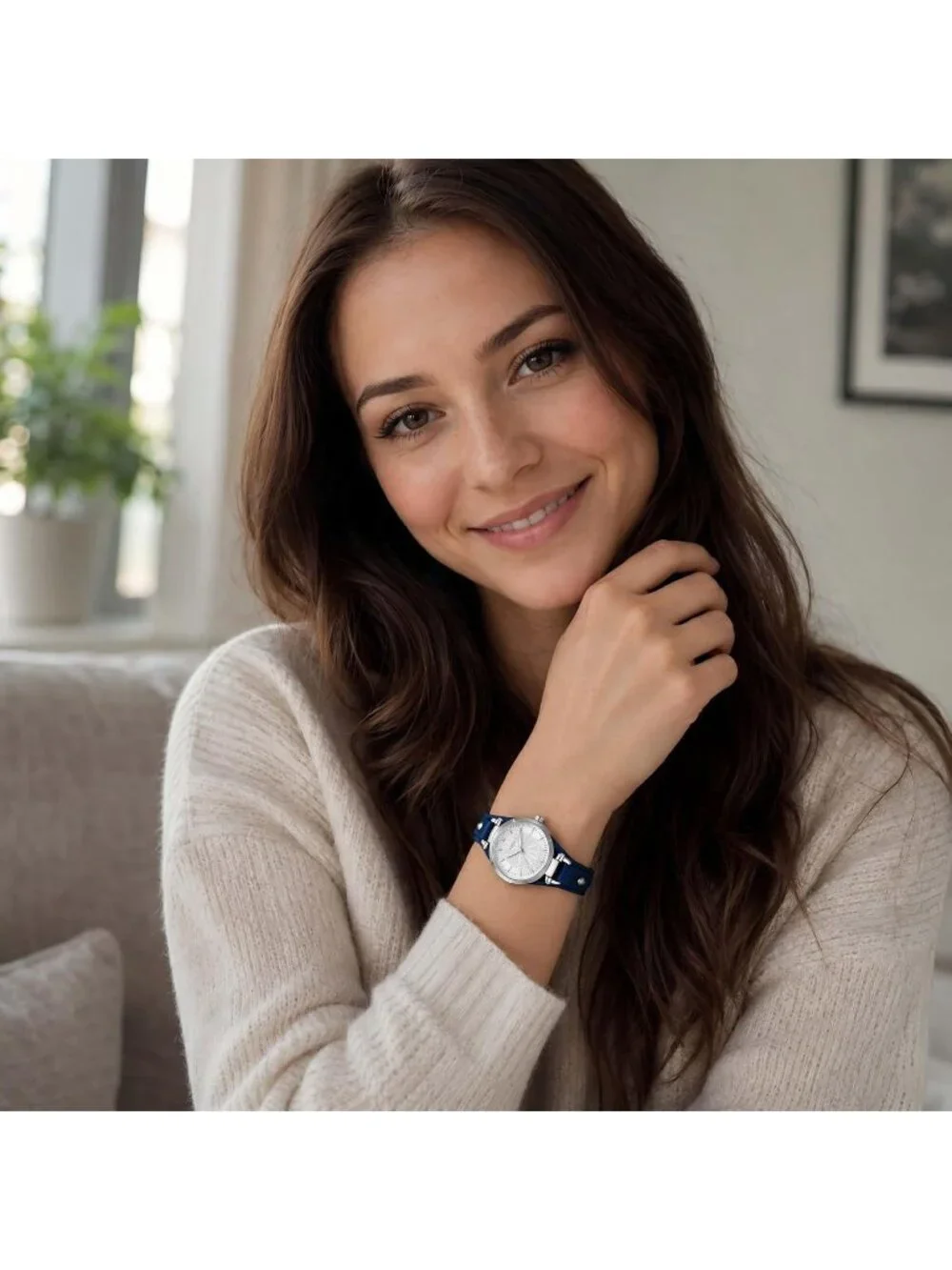 Women's Silver Black Simple Leather Strap Bracelet Band Analog Quartz Wristwatch